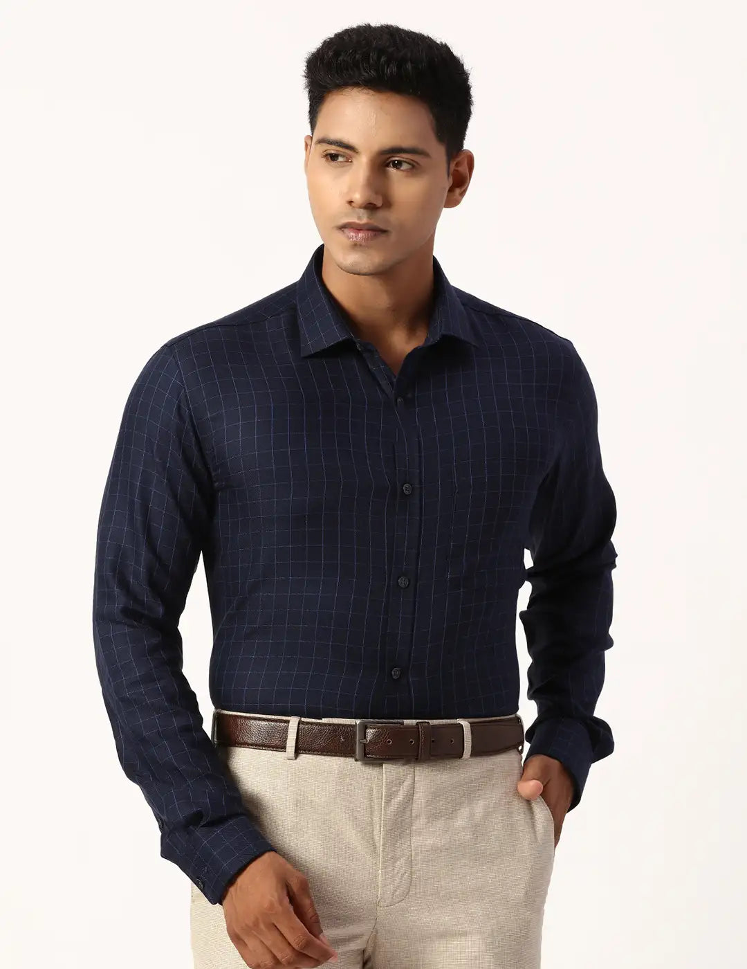 Park Avenue Slim Fit Checkered White Shirt