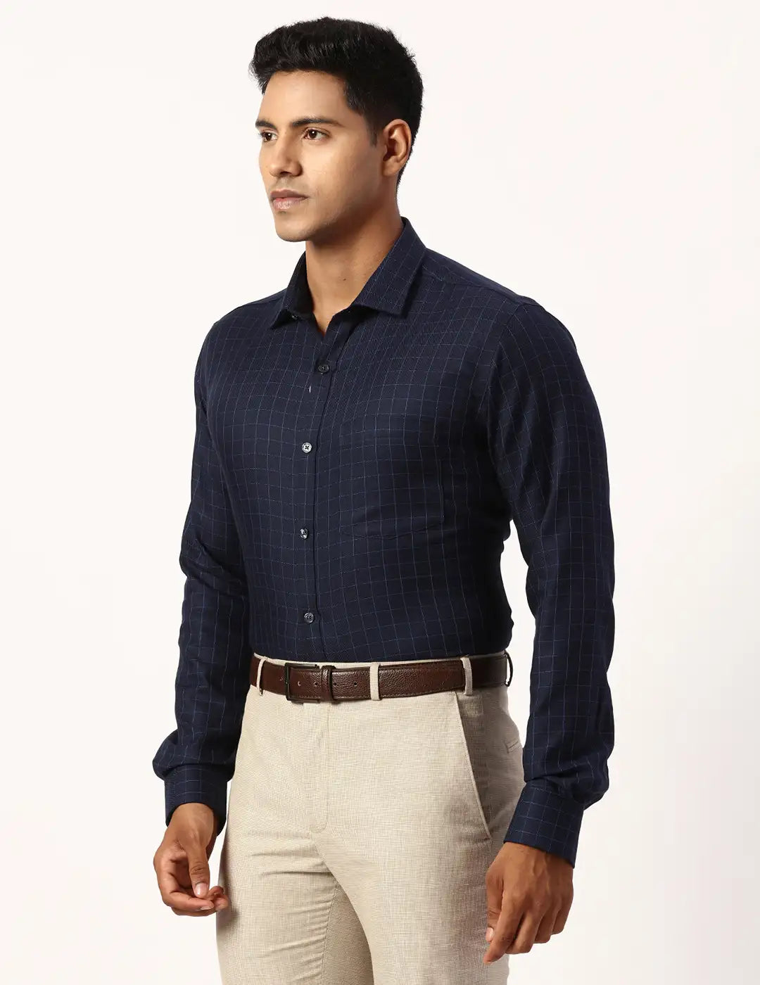 Park Avenue Slim Fit Checkered White Shirt
