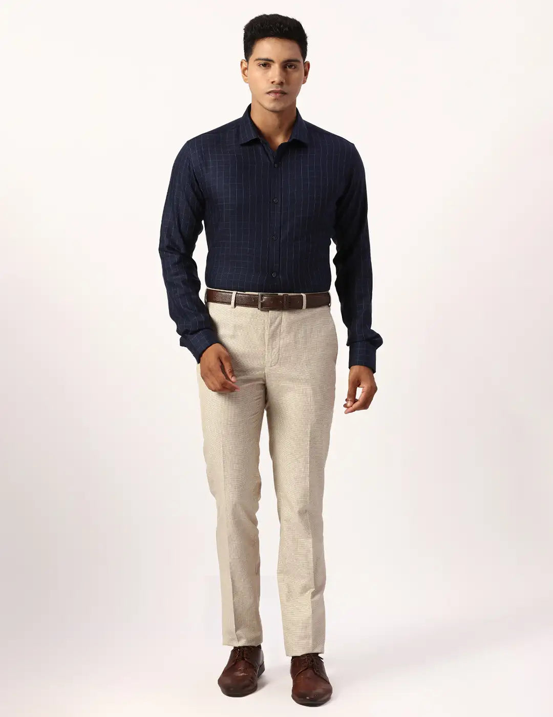 Park Avenue Slim Fit Checkered White Shirt
