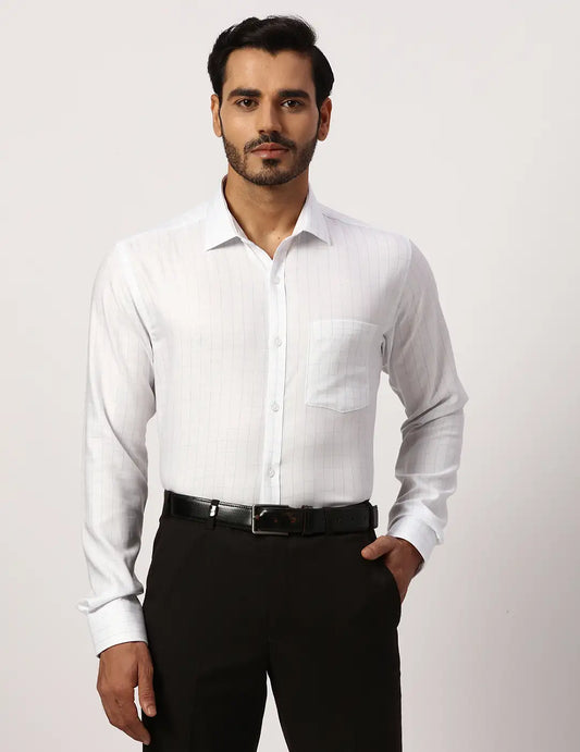 Park Avenue Slim Fit Striped Medium Blue Shirt