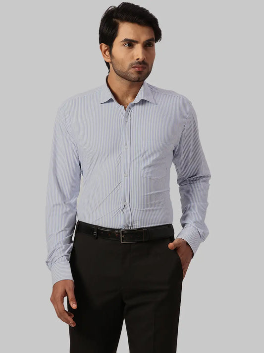 Park Avenue Slim Fit Striped Medium Green Shirt