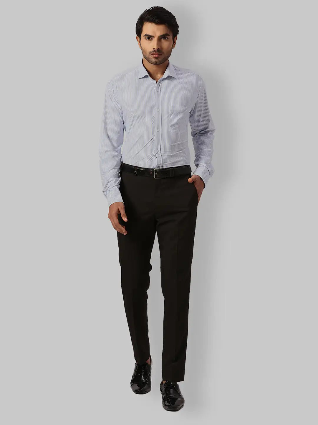 Park Avenue Slim Fit Striped Medium Green Shirt