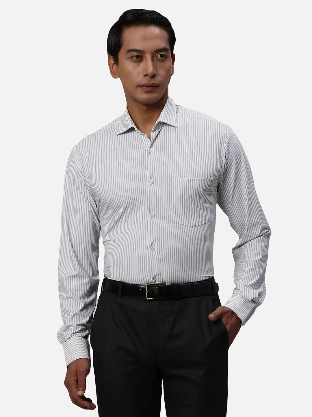Park Avenue Slim Fit Checkered Medium Blue Shirt