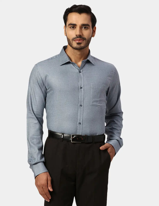 Park Avenue Slim Fit Self Design Medium Green Shirt