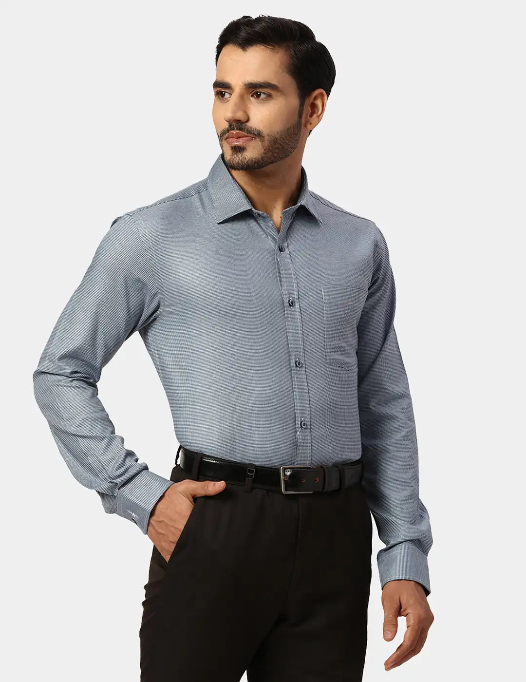 Park Avenue Slim Fit Self Design Medium Green Shirt