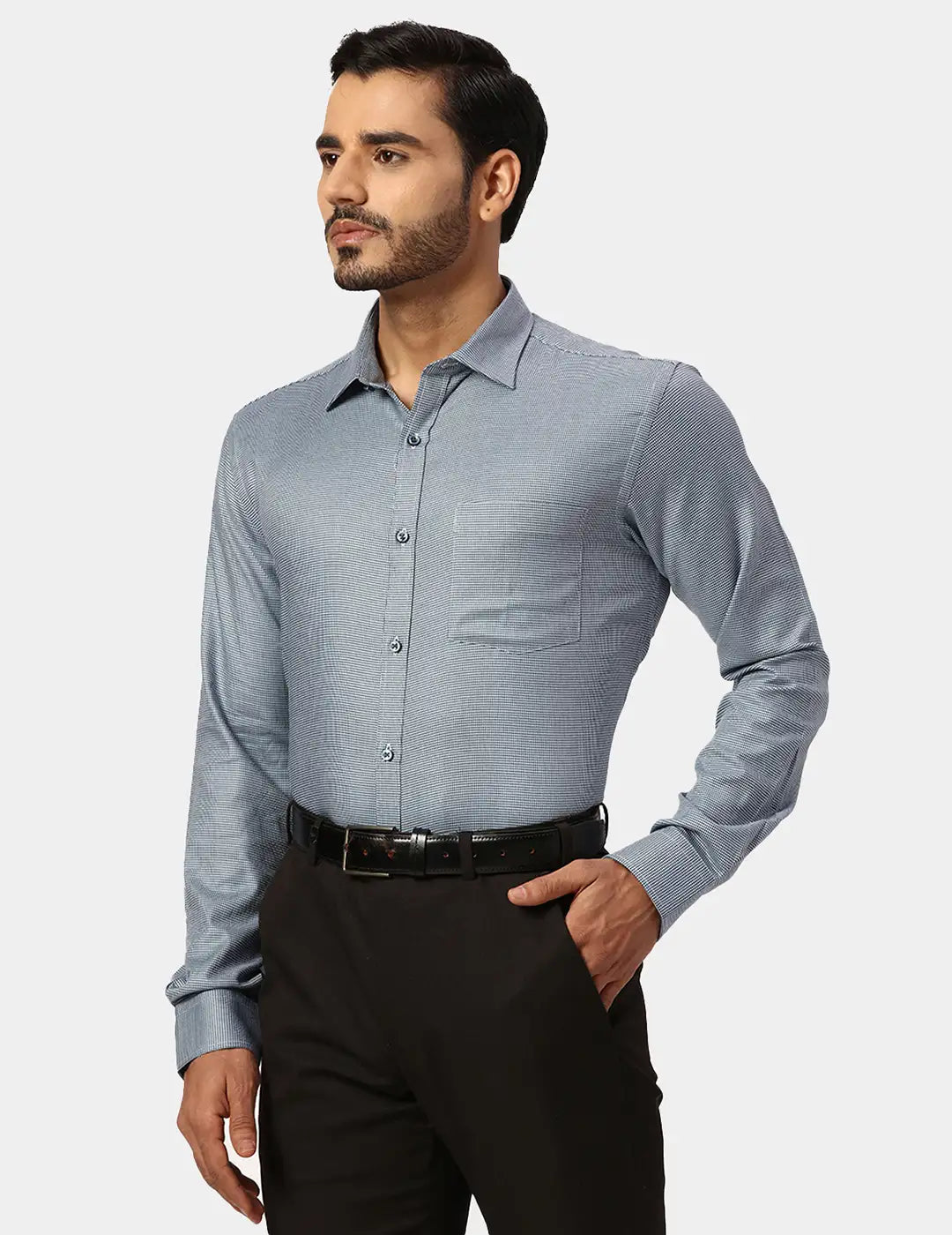Park Avenue Slim Fit Self Design Medium Green Shirt