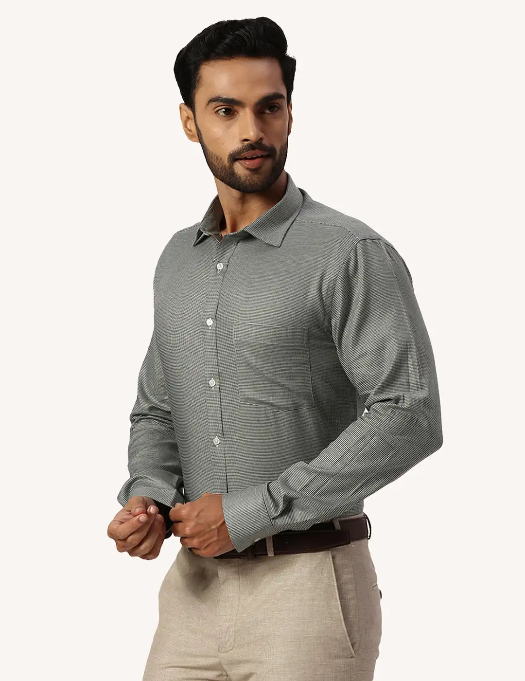 Park Avenue Slim Fit Checkered Medium Fawn Shirt