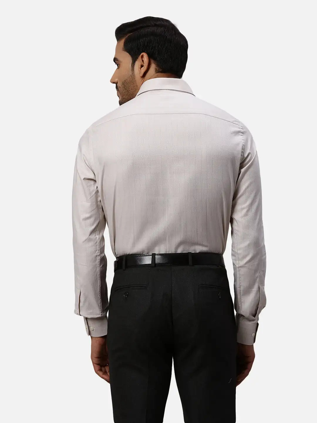 Park Avenue Slim Fit Self Design Light Grey Shirt