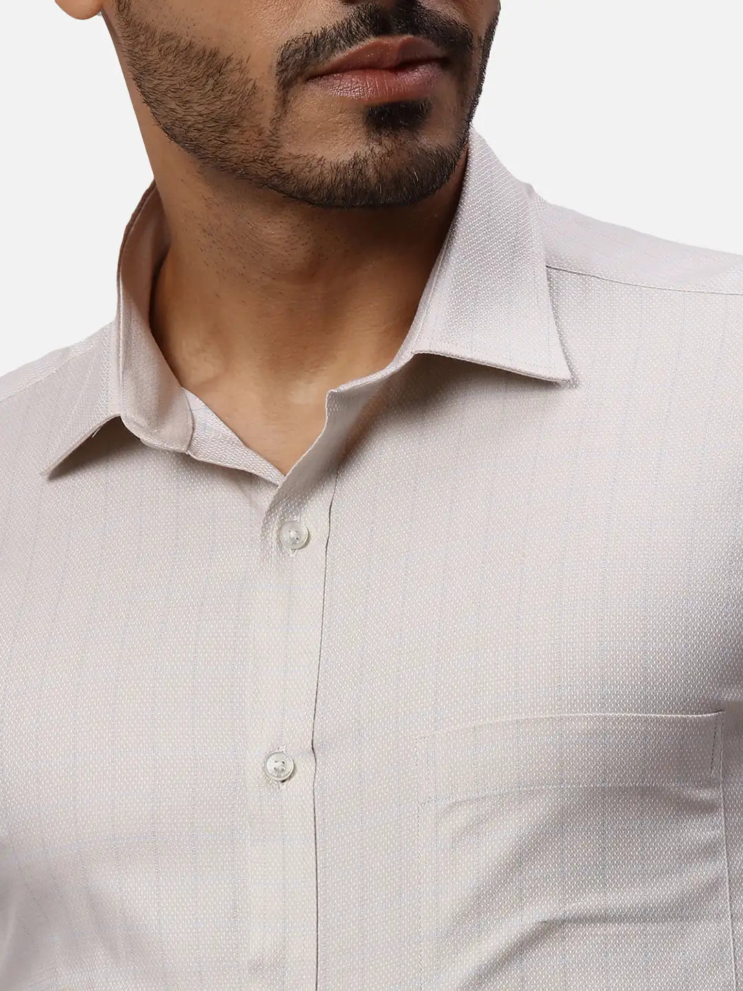 Park Avenue Slim Fit Self Design Light Grey Shirt