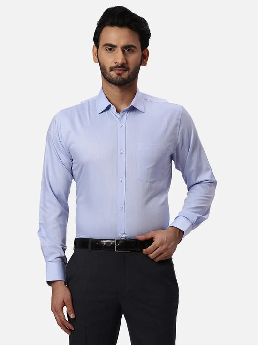 Park Avenue Slim Fit Self Design Medium Blue Shirt