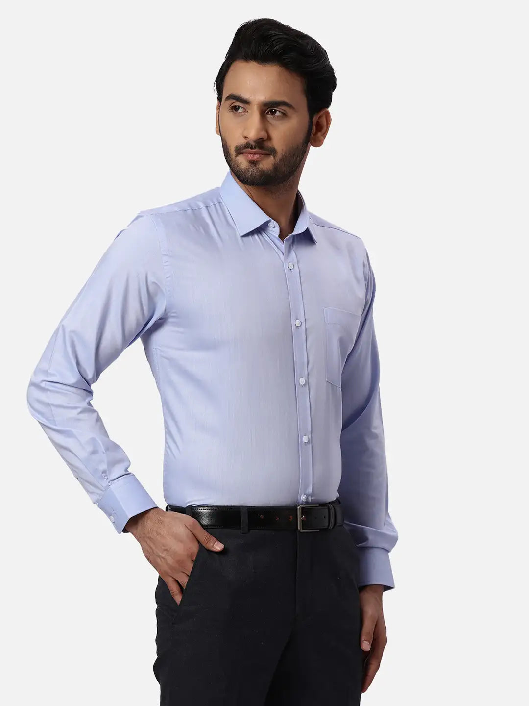 Park Avenue Slim Fit Self Design Medium Blue Shirt
