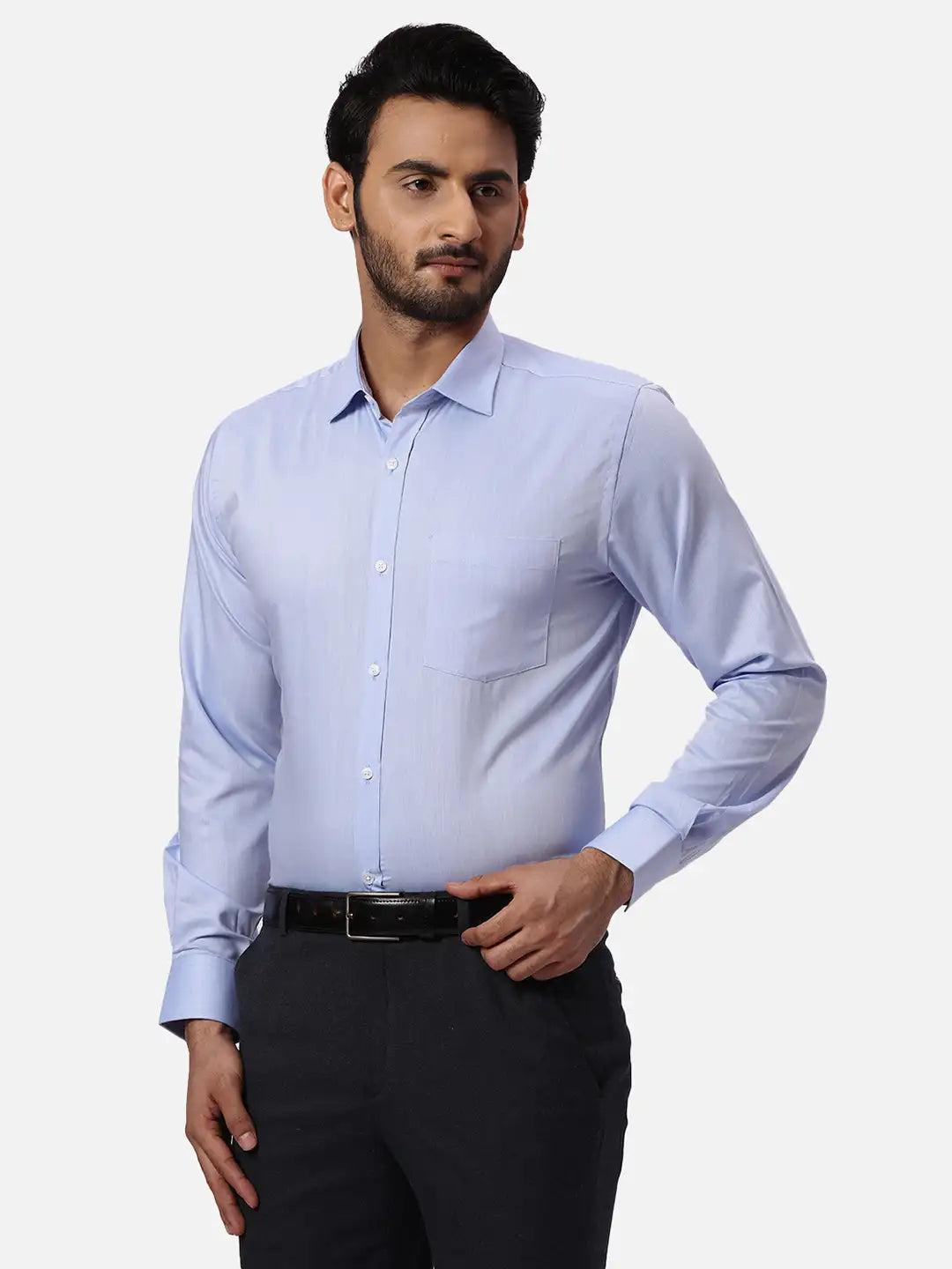 Park Avenue Slim Fit Self Design Medium Blue Shirt