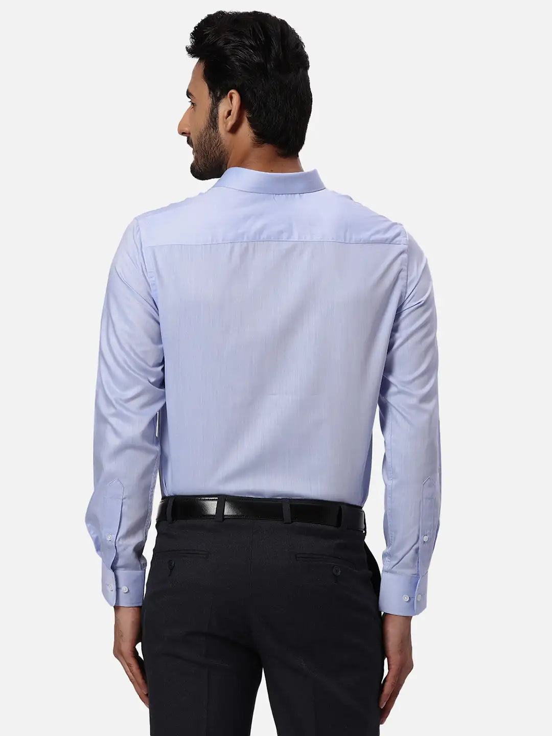 Park Avenue Slim Fit Self Design Medium Blue Shirt
