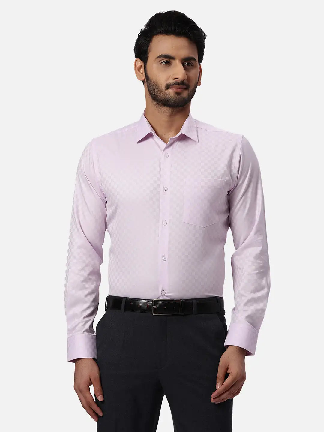 Park Avenue Slim Fit Checkered Medium Yellow Shirt