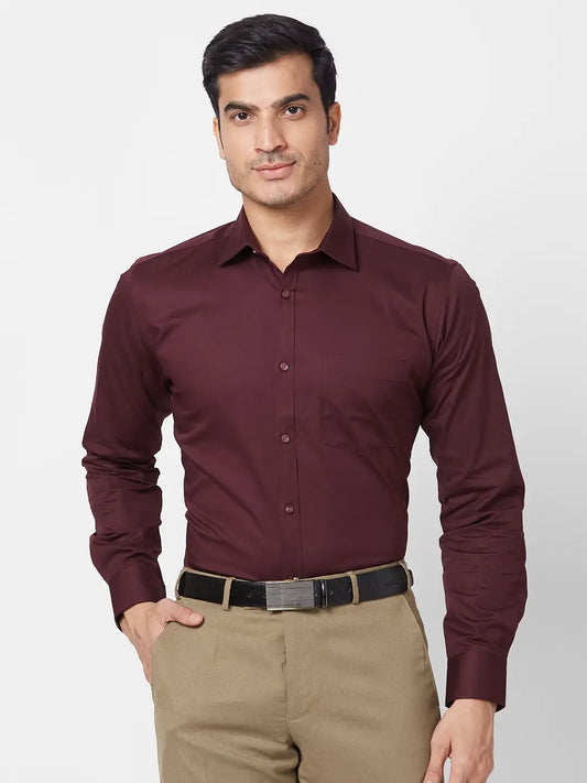 Park Avenue Men Blue Solid Slim Fit Cotton Blend Cutaway Collar Shirt