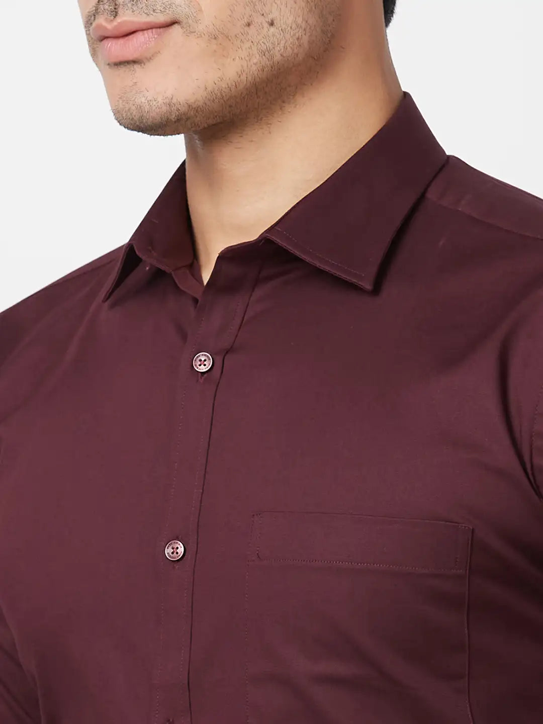 Park Avenue Men Blue Solid Slim Fit Cotton Blend Cutaway Collar Shirt