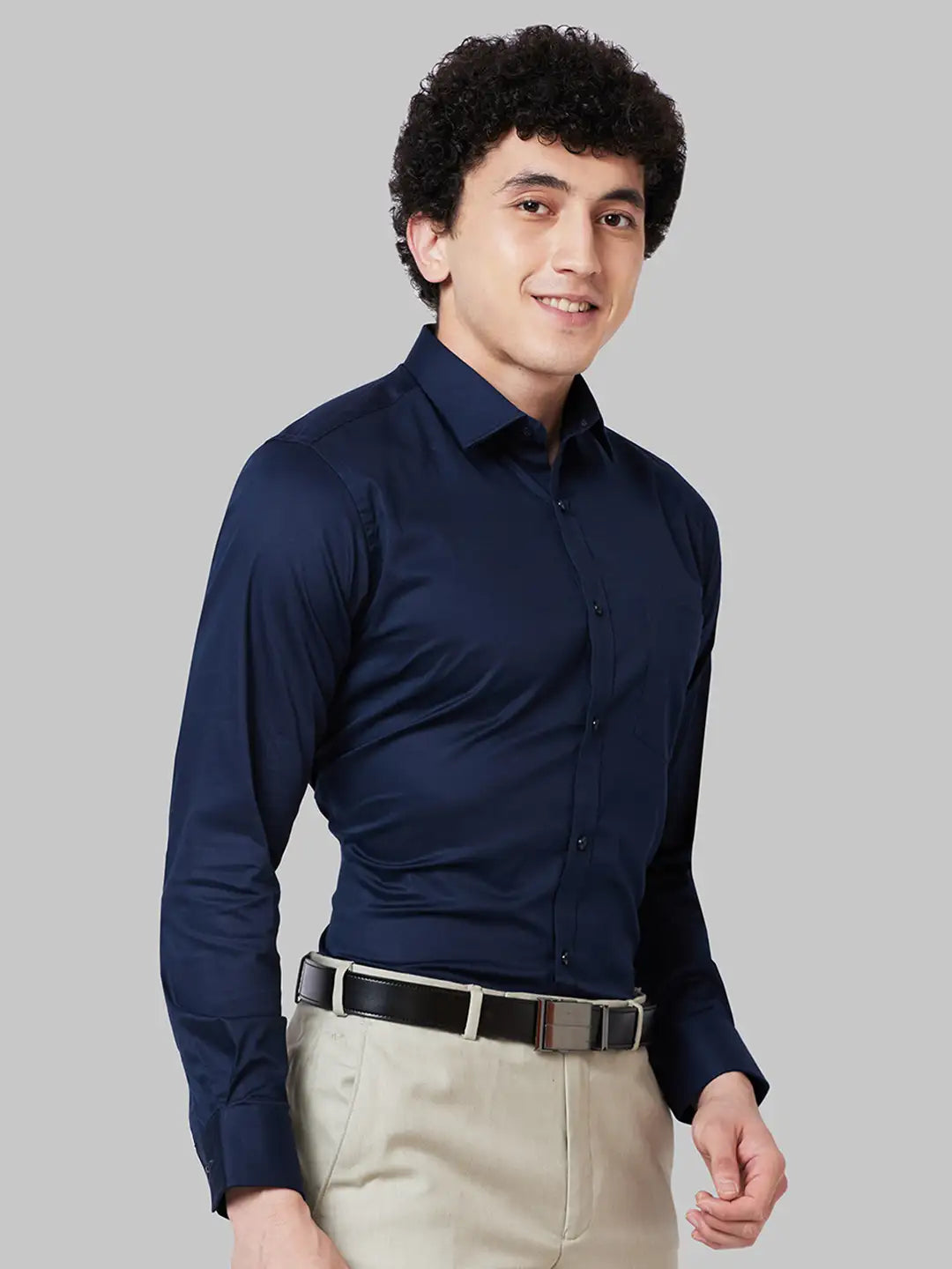 Men White Slim Fit Dobby Cotton Shirts