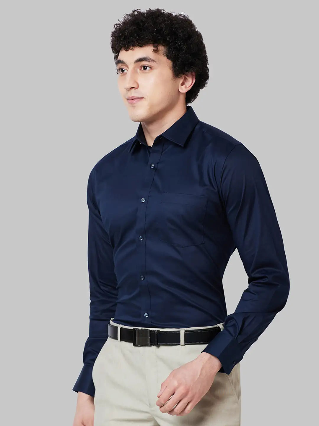 Men White Slim Fit Dobby Cotton Shirts