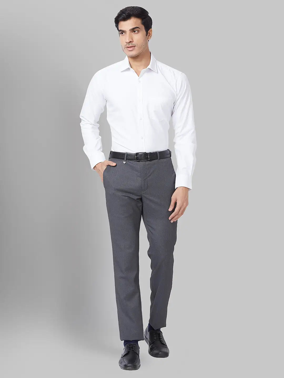 Men Blue Slim Fit Solid Cotton Blend Shirts