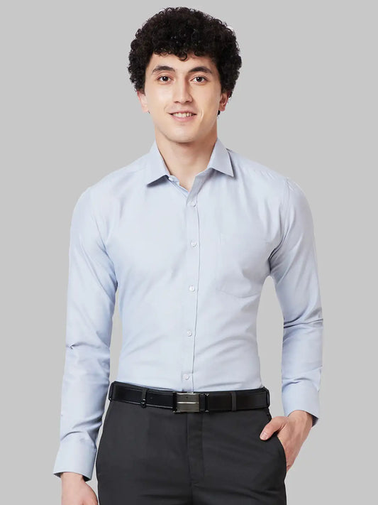 Men Grey Slim Fit Solid Cotton Blend Shirts