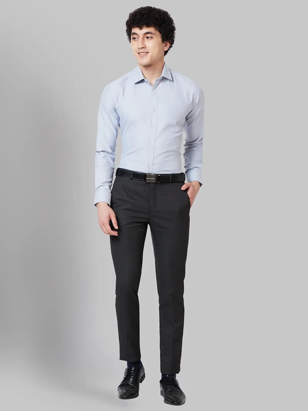 Men Grey Slim Fit Solid Cotton Blend Shirts