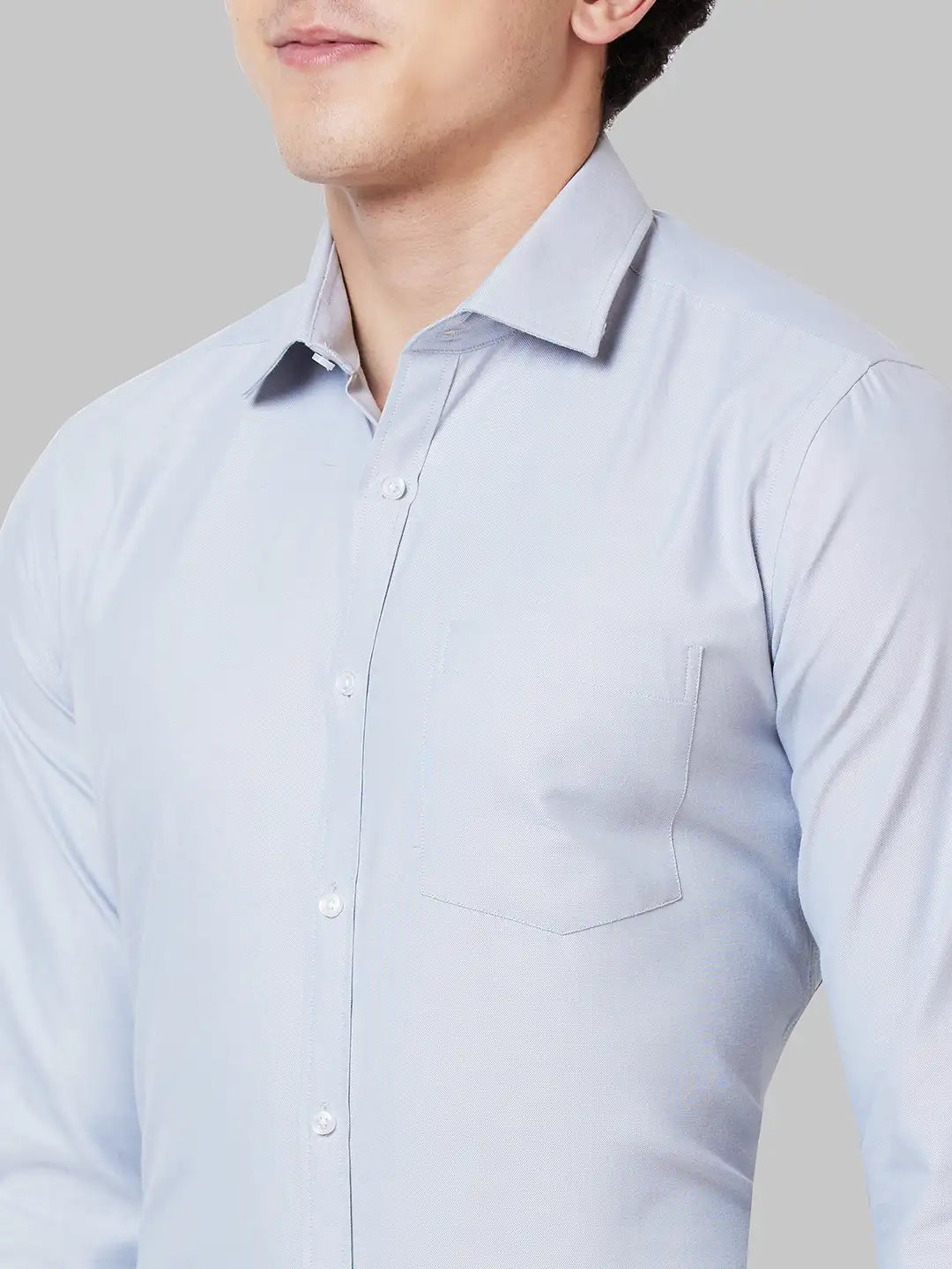 Men Grey Slim Fit Solid Cotton Blend Shirts