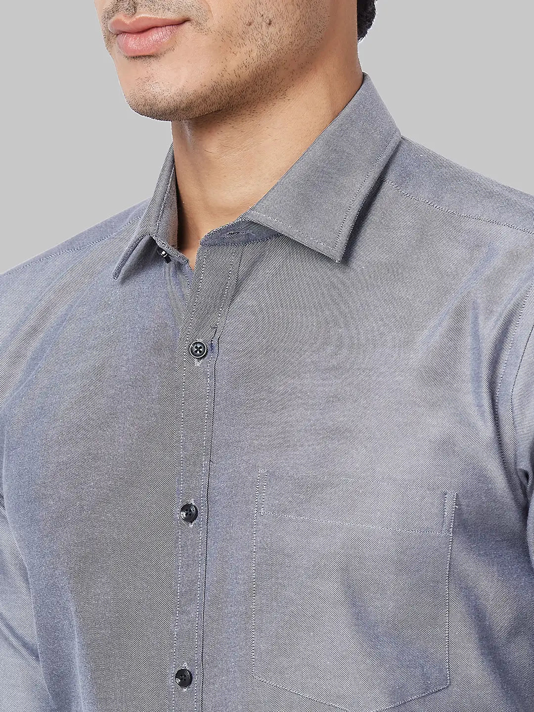 Men Blue Slim Fit Solid Cotton Blend Shirts