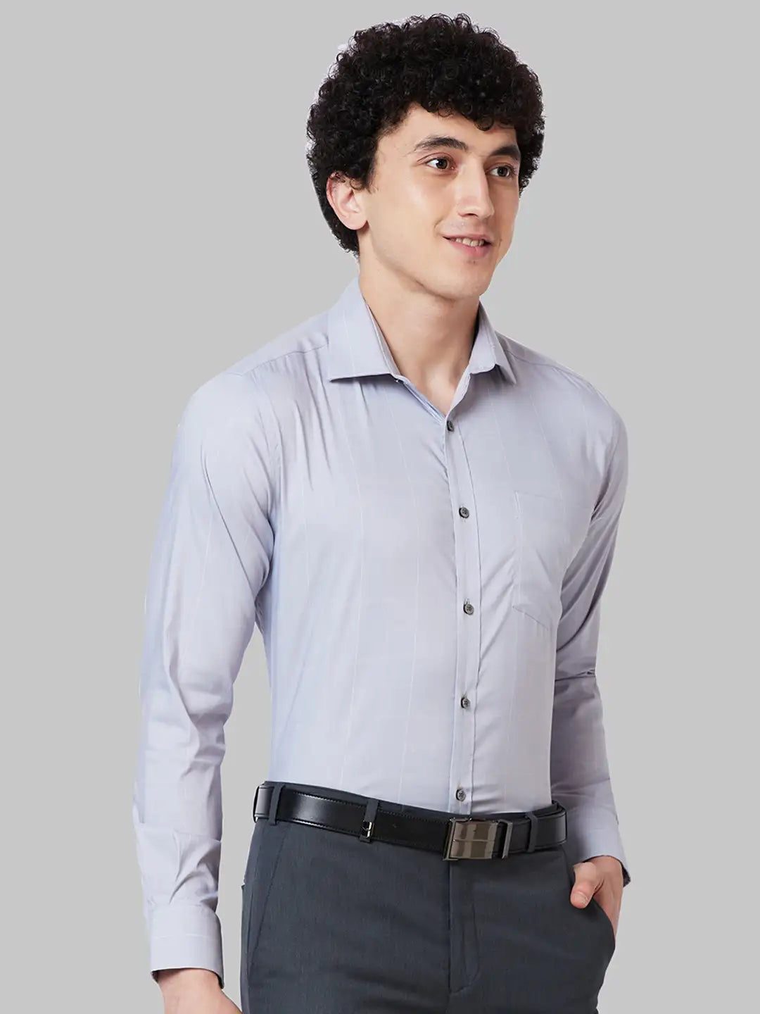 Men Petrol Slim Fit Stripe Cotton Shirts