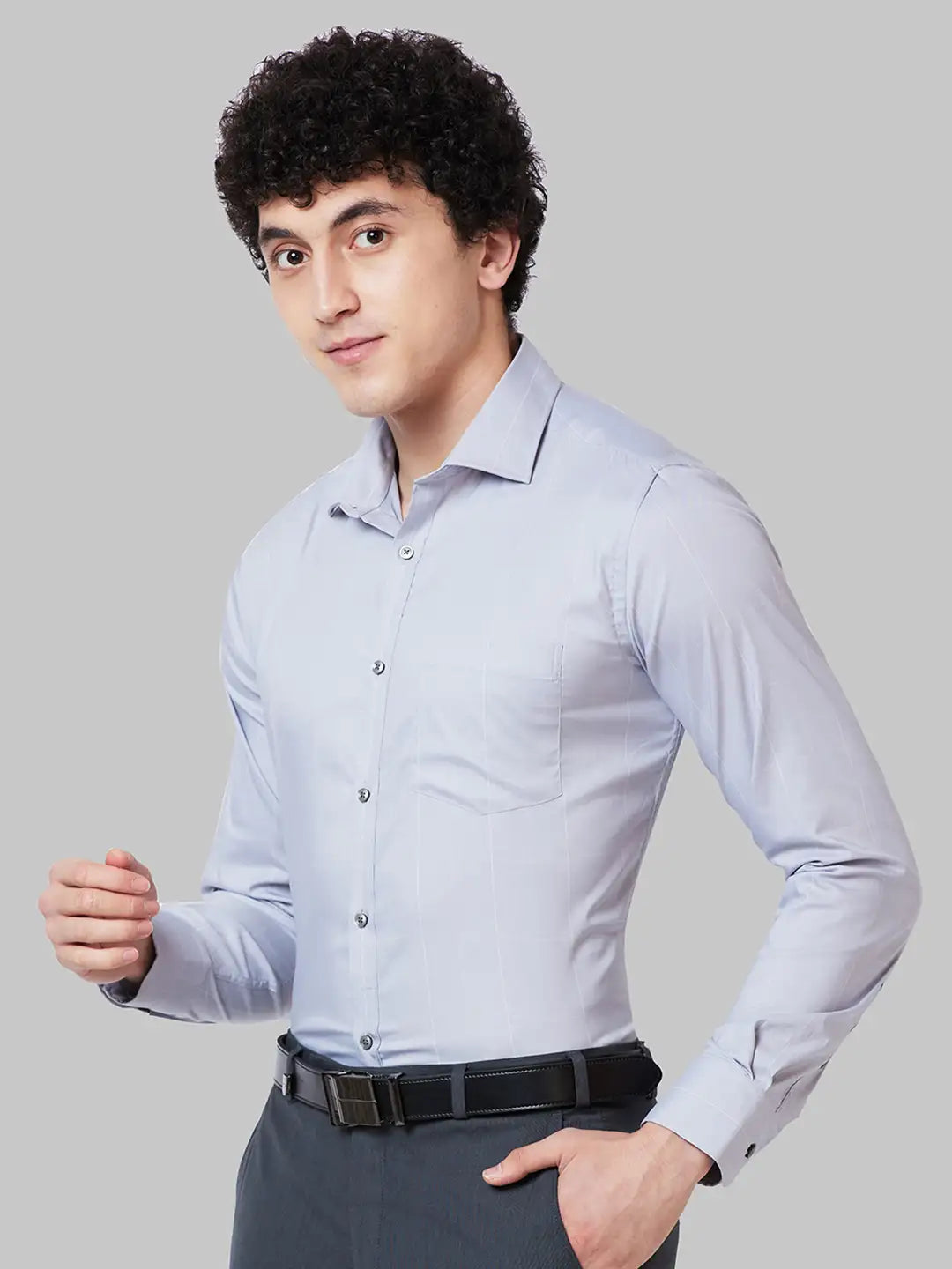 Men Petrol Slim Fit Stripe Cotton Shirts
