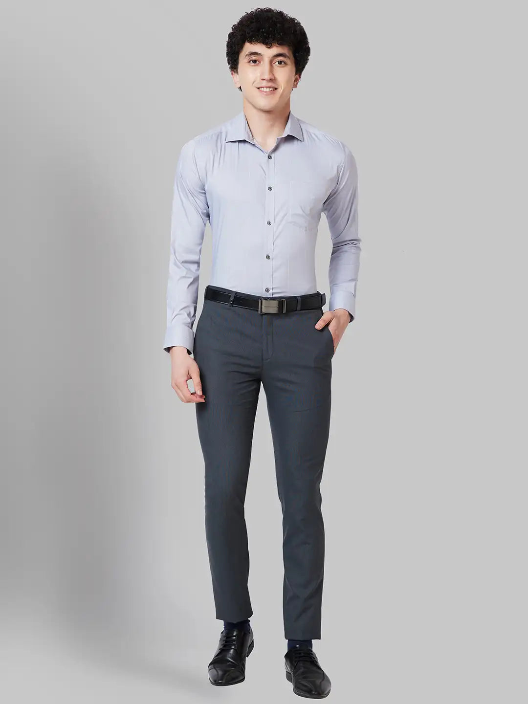 Men Petrol Slim Fit Stripe Cotton Shirts