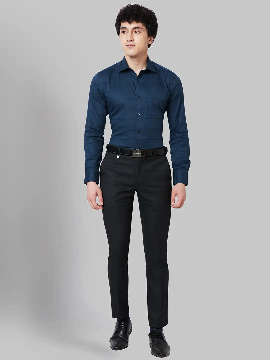 Men Violet Slim Fit Stripe Cotton Shirts