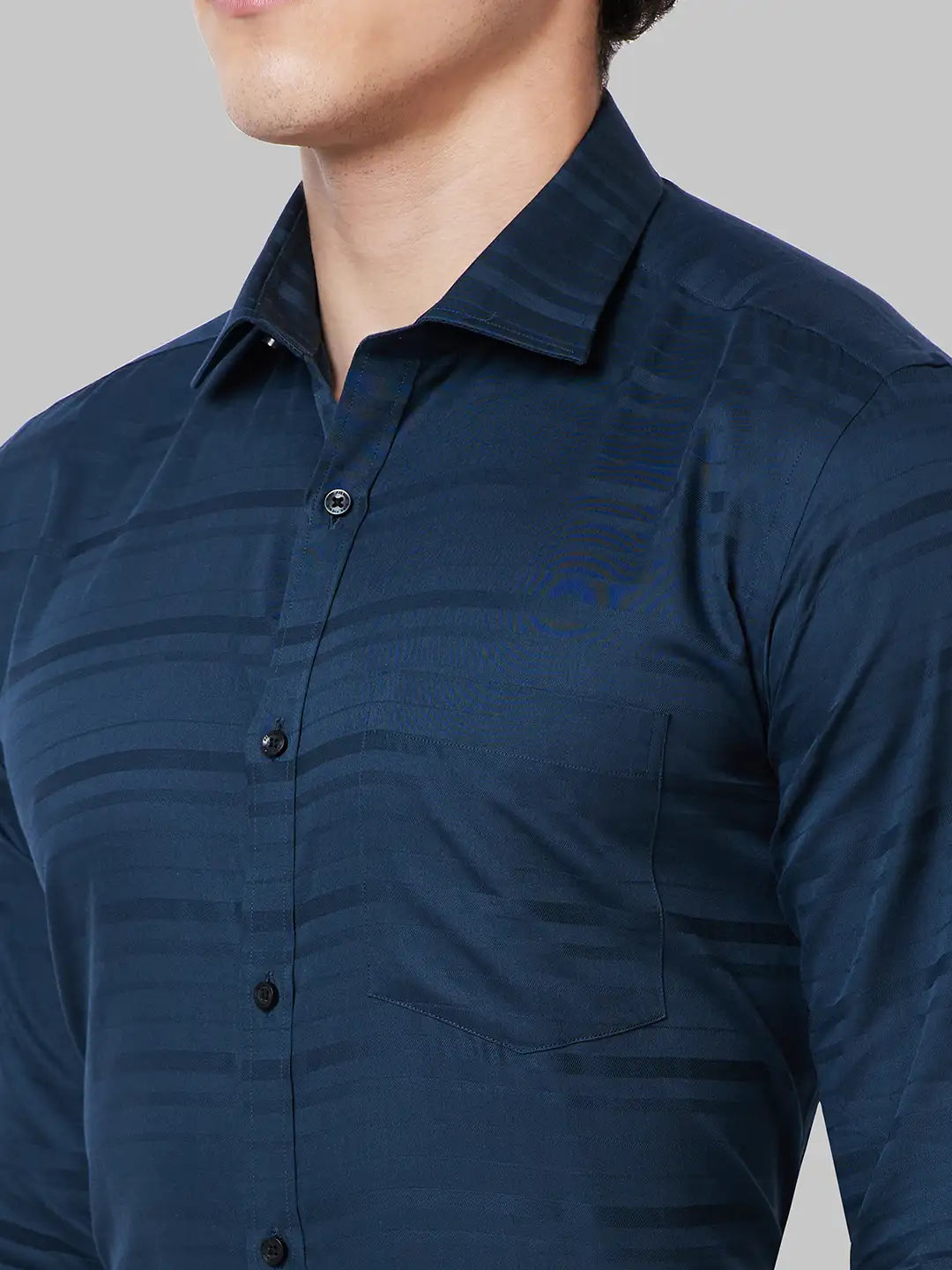 Men Violet Slim Fit Stripe Cotton Shirts
