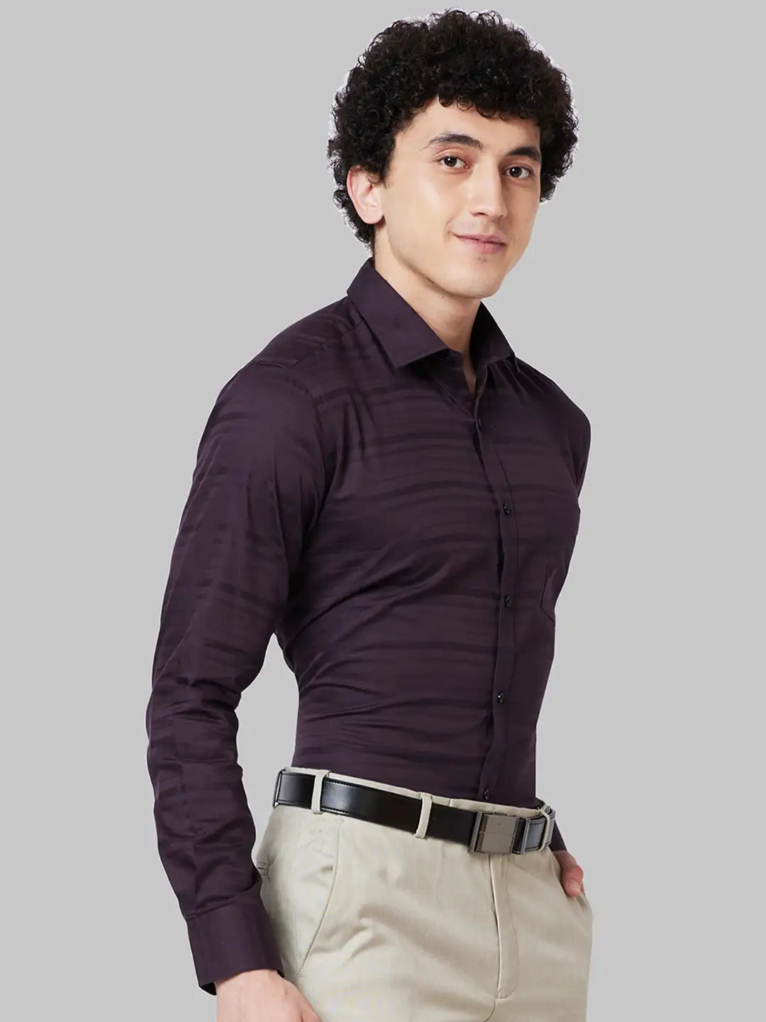 Men Blue Slim Fit Structure Cotton Shirts