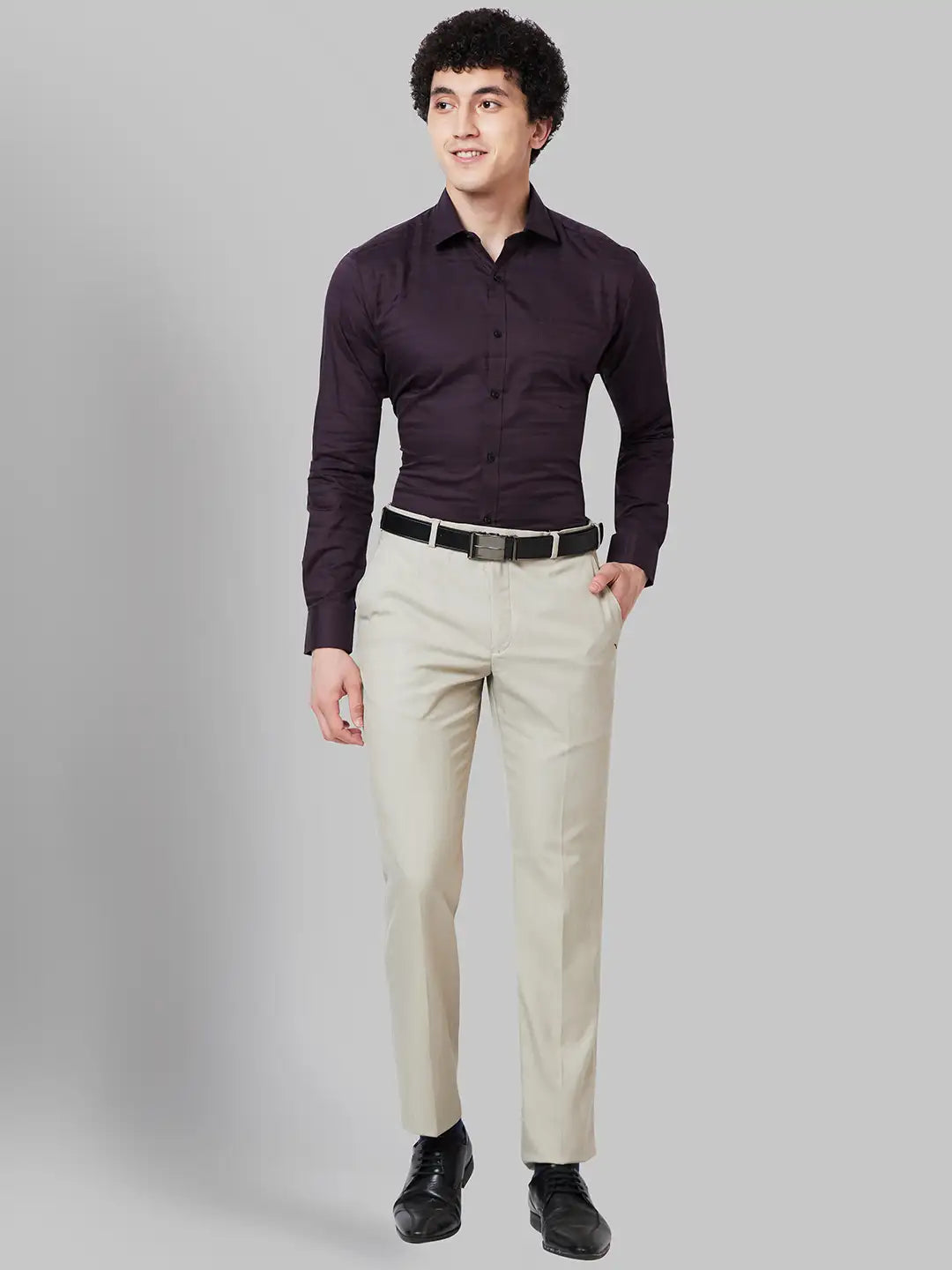 Men Blue Slim Fit Structure Cotton Shirts