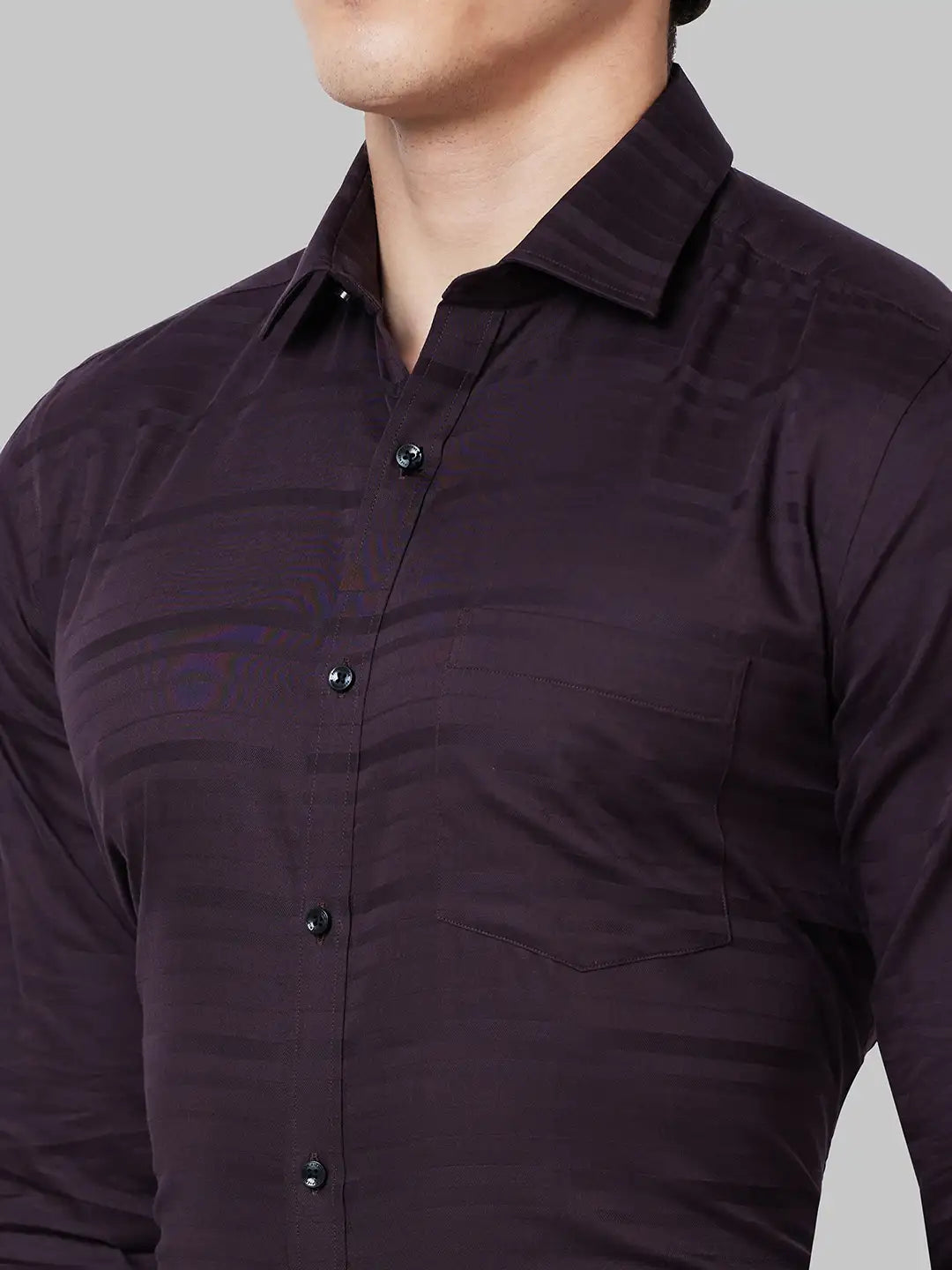 Men Blue Slim Fit Structure Cotton Shirts