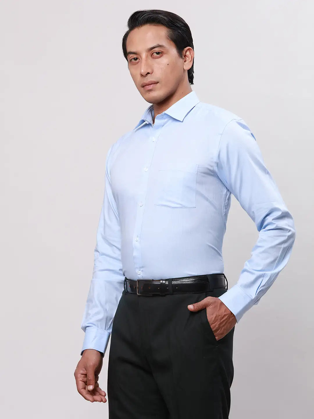 Park Avenue Men Blue Structure Slim Fit Cotton Shirts