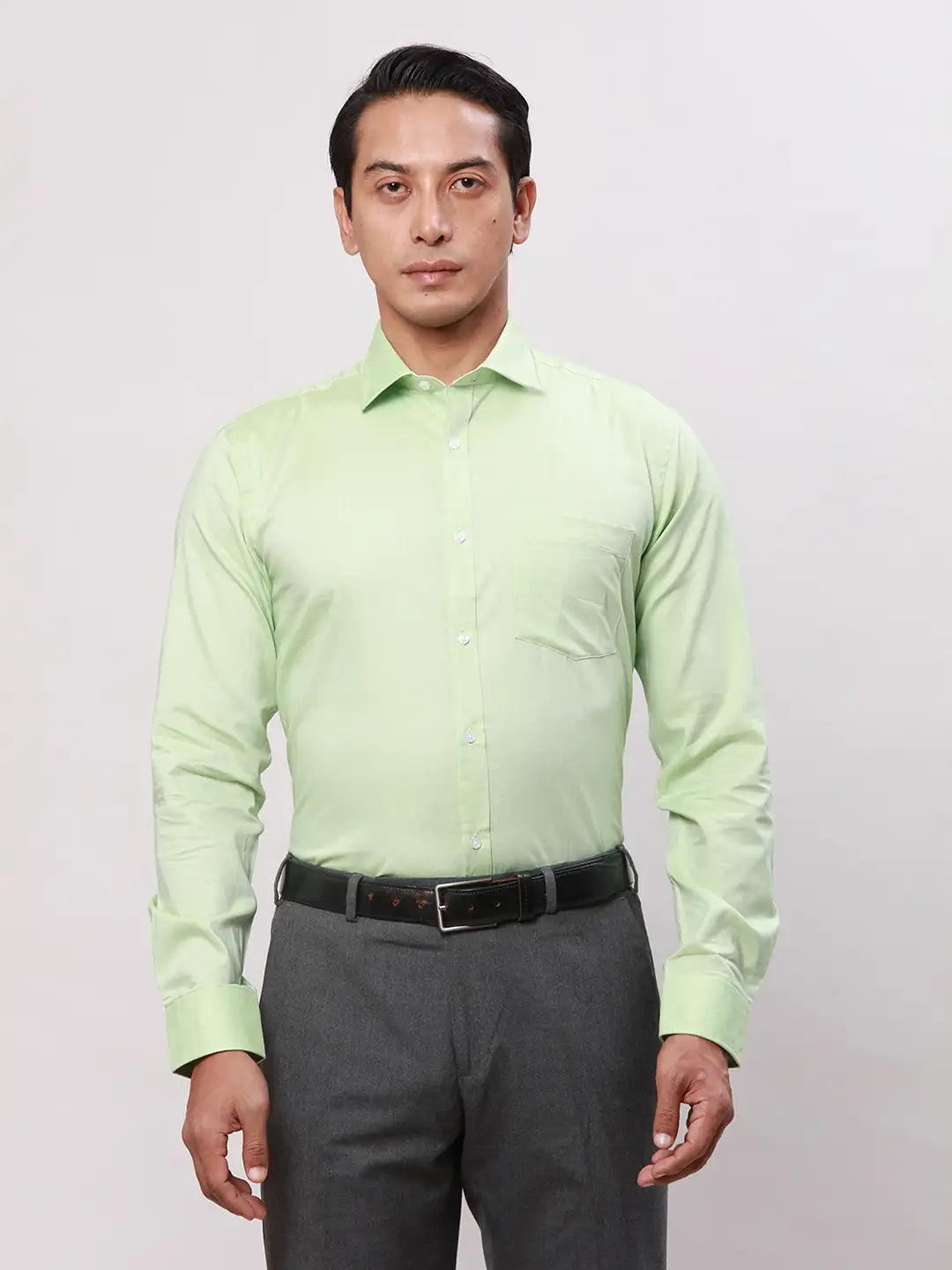 Park Avenue Men Grey Dobby Slim Fit Cotton Shirts