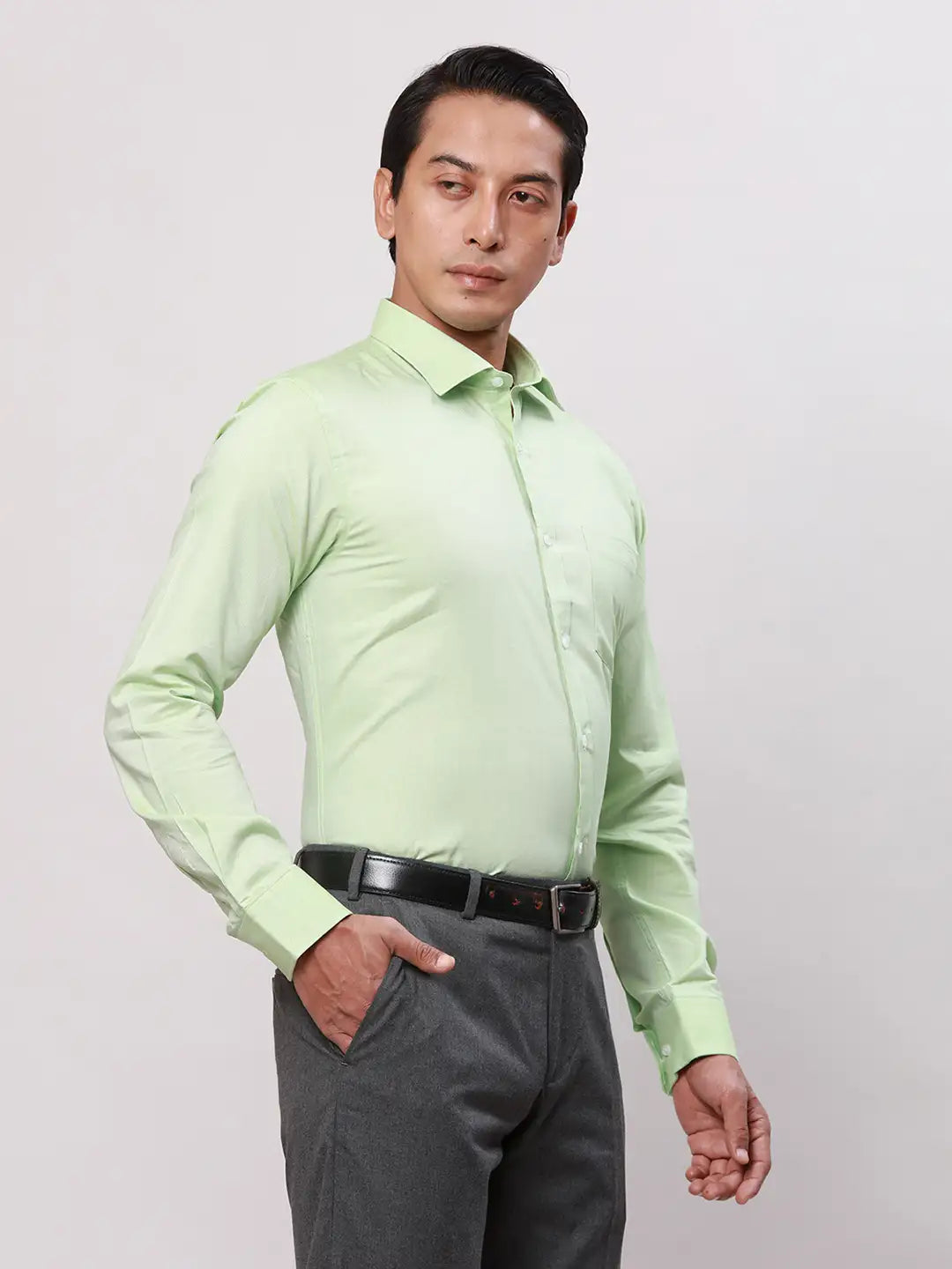 Park Avenue Men Grey Dobby Slim Fit Cotton Shirts