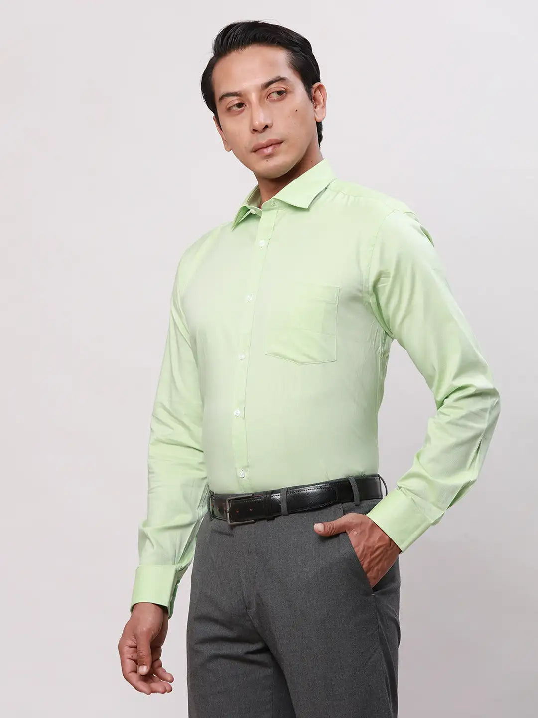 Park Avenue Men Grey Dobby Slim Fit Cotton Shirts