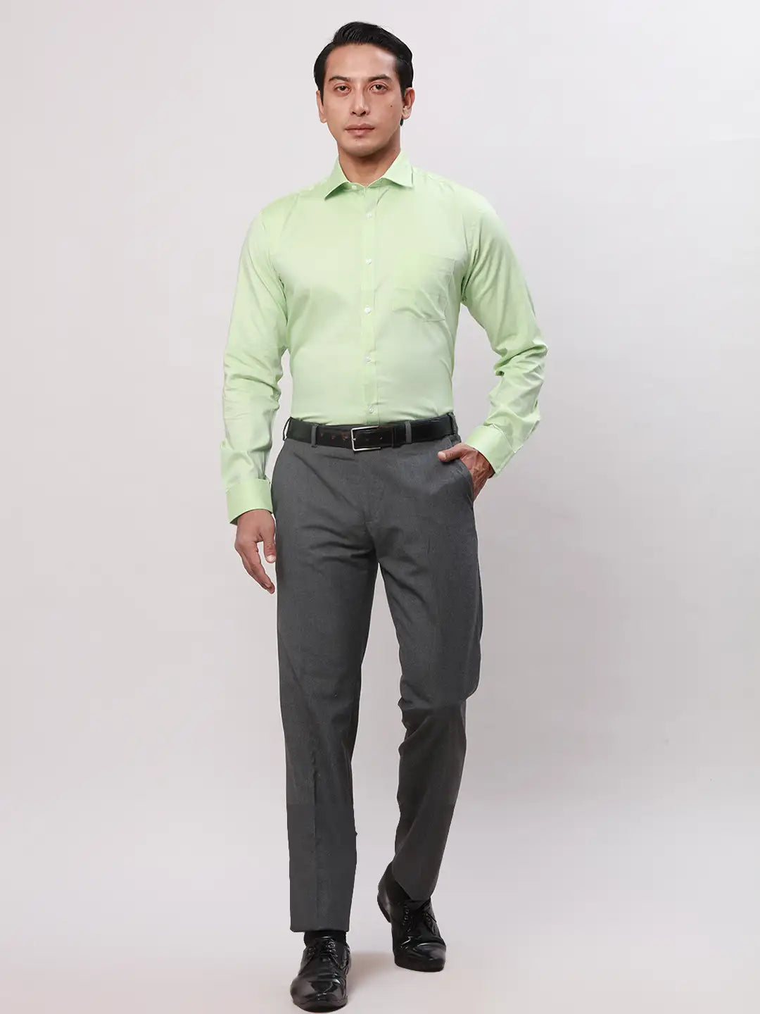 Park Avenue Men Grey Dobby Slim Fit Cotton Shirts