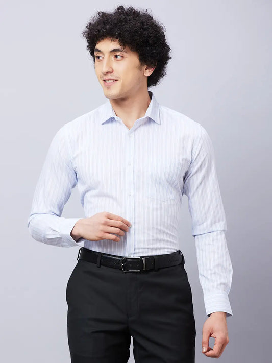 Park Avenue Men Violet Stripe Slim Fit Cotton Shirts