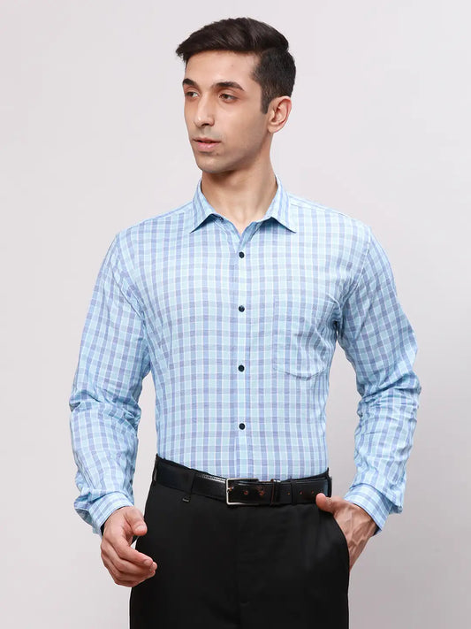 Park Avenue Men Brown Checks Slim Fit Cotton Shirt