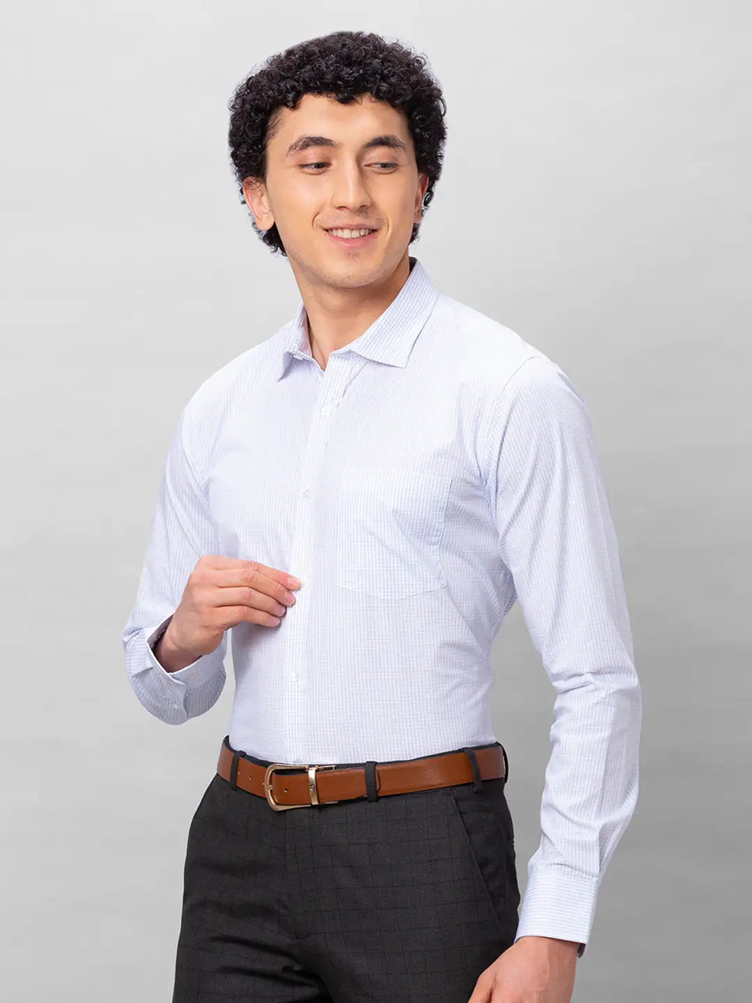 Park Avenue Men Blue Stripe Slim Fit Cotton Shirts