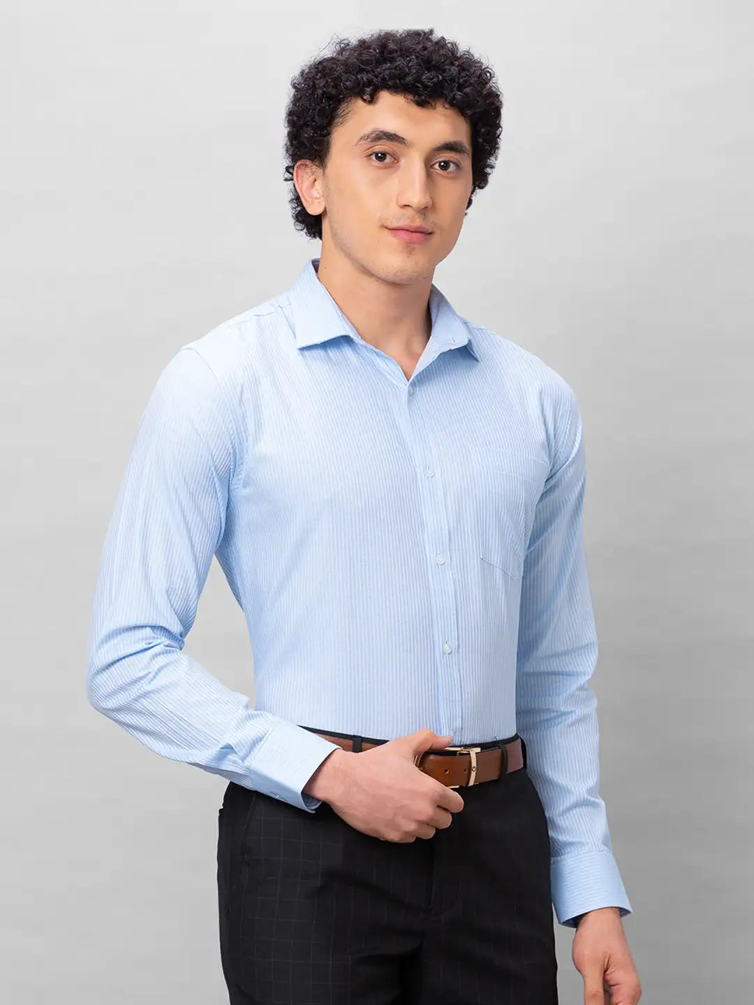 Park Avenue Men Blue Checks Slim Fit Cotton Shirts