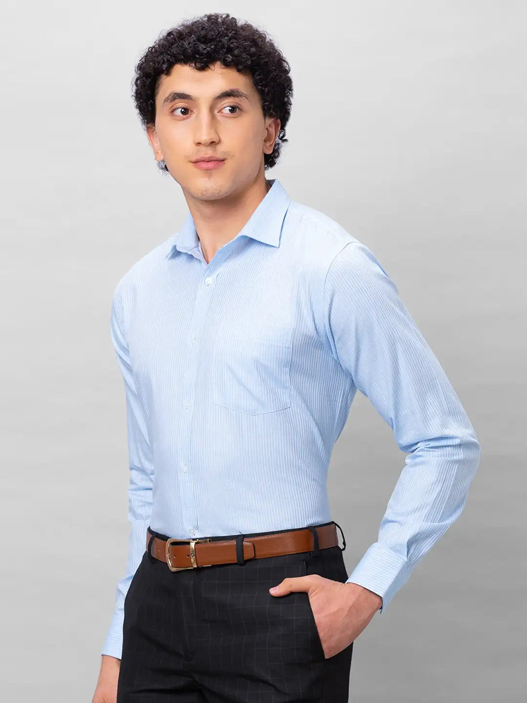 Park Avenue Men Blue Checks Slim Fit Cotton Shirts