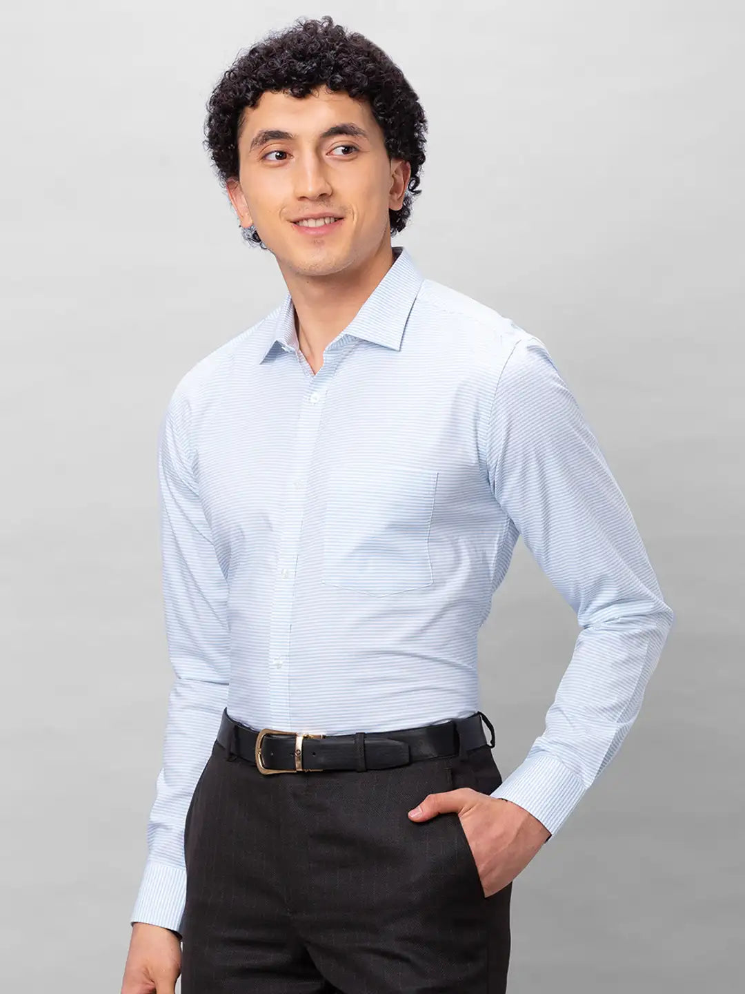 Park Avenue Men Blue Checks Slim Fit Cotton Shirts