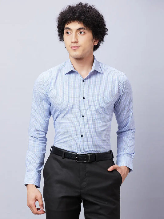 Park Avenue Men Blue Stripe Slim Fit Cotton Shirts