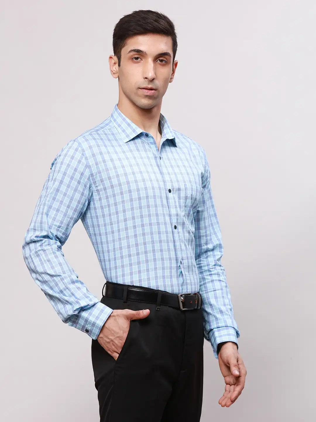 Park Avenue Men Blue Slim Fit Stripe Cotton Shirts