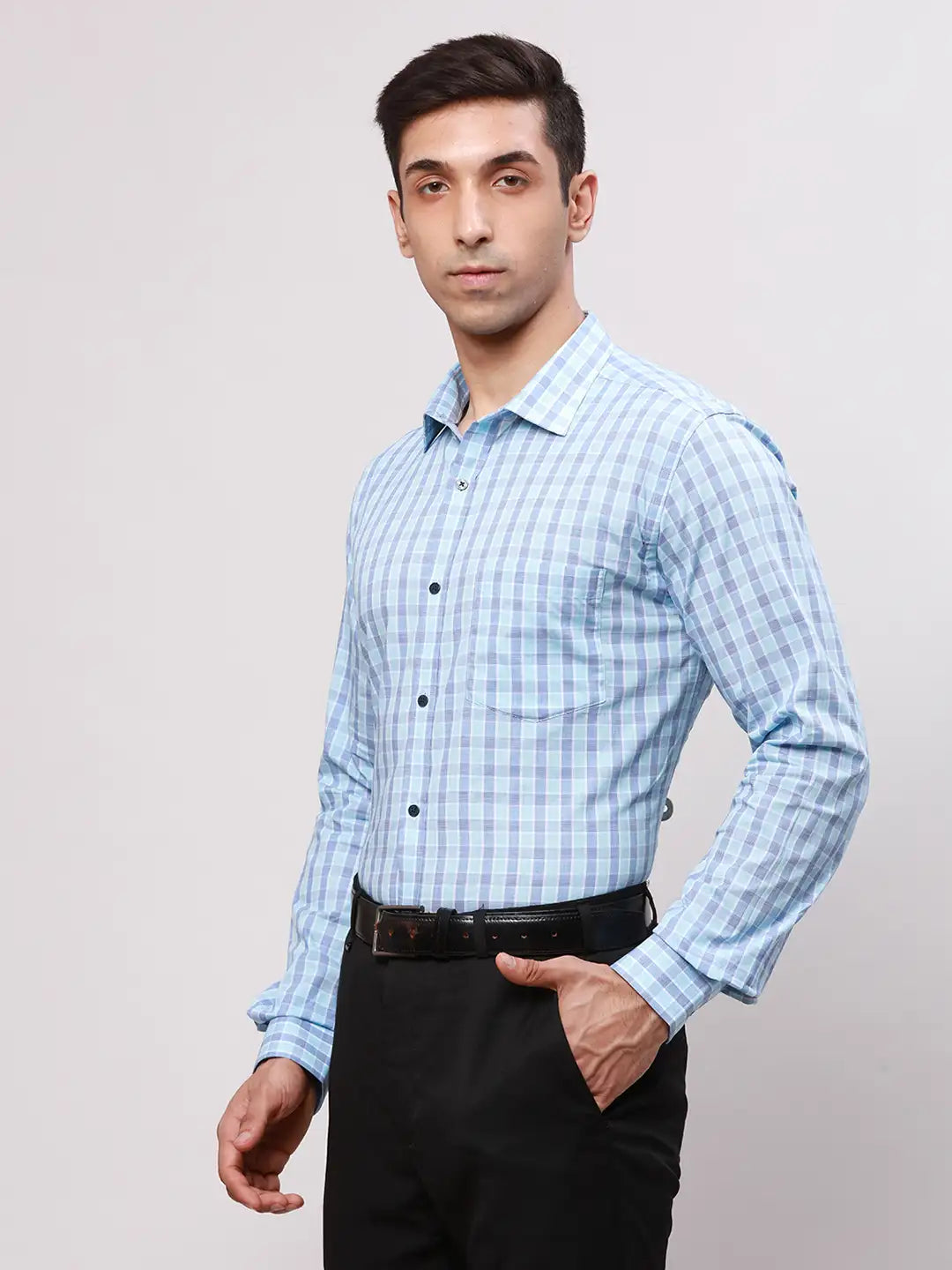 Park Avenue Men Blue Slim Fit Stripe Cotton Shirts