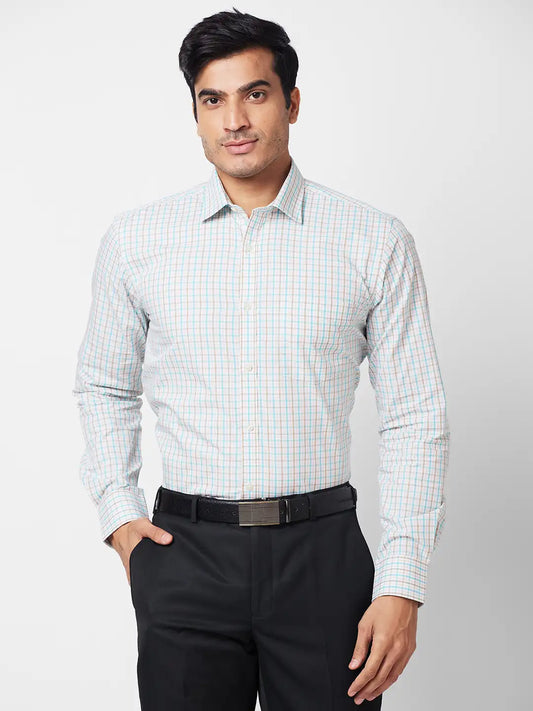 Park Avenue Men Blue Checks Slim Fit Cotton Shirt